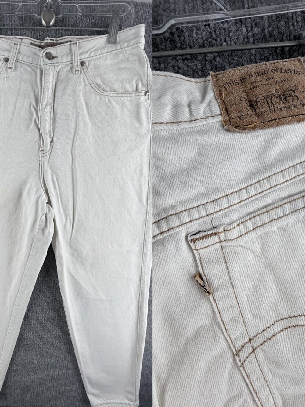 Levis Orange Tab 900 30 Relaxed Jeans Tapered Mens White USA Solid ACTL 30x31